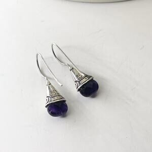 Vintage JGD Janice Girardi Designs .925 Sterling Silver Earrings Amethyst Hook
